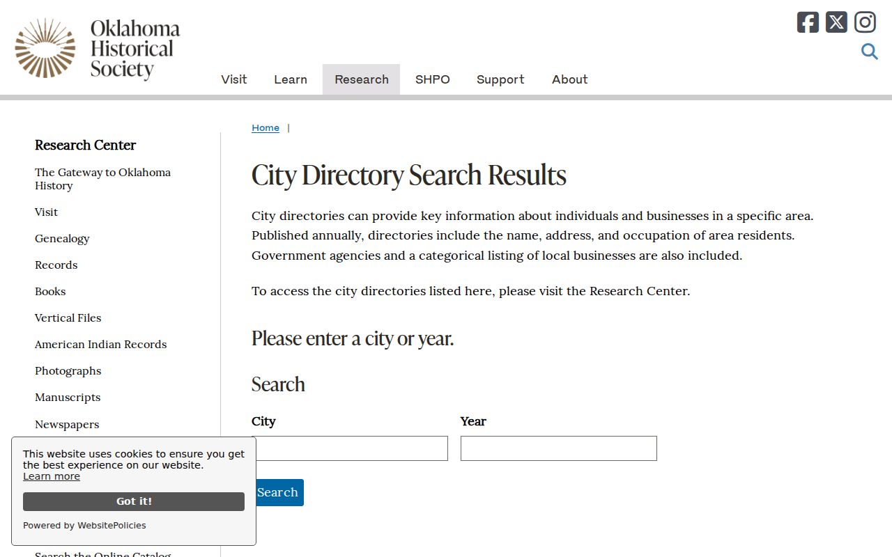 Moore city directory OHS annual search form