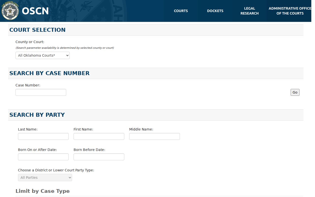 Moore resident lookup OSCN court search interface