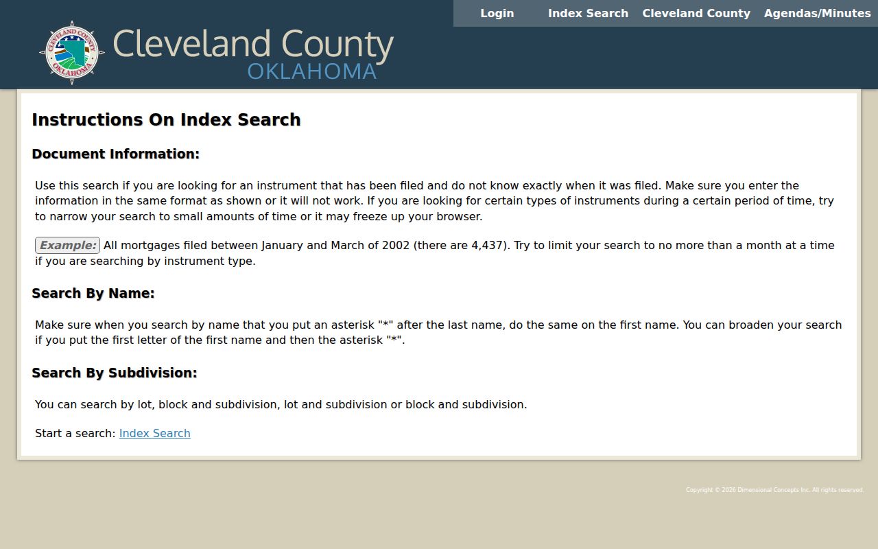 Moore residents directory Cleveland County deed index screen