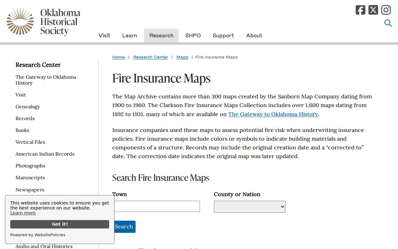 Moore previous residents research through OHS Sanborn map collection